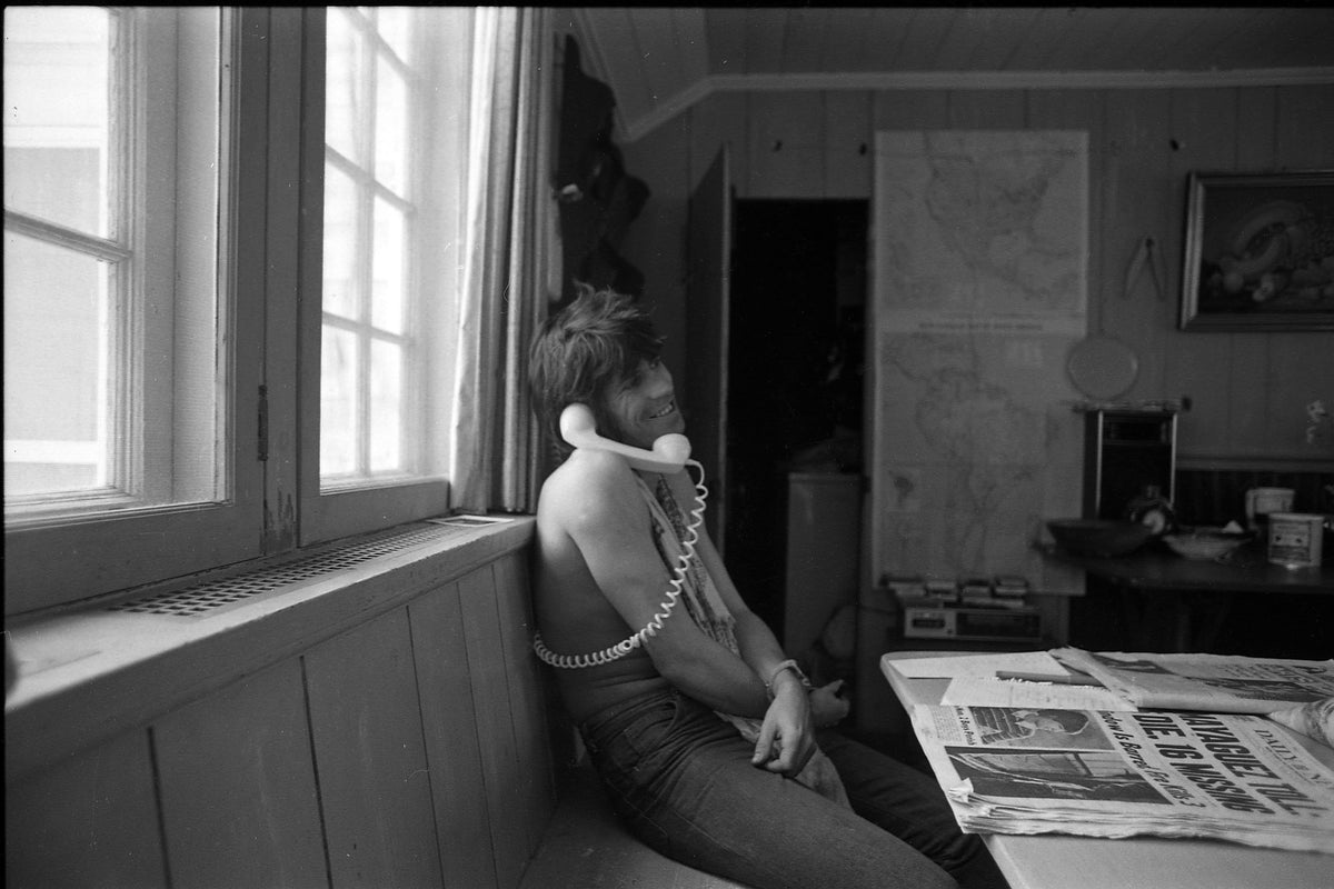 Keith Richards on the phone, The Rolling Stones, Andy Warhol's House, Montauk, NY, 1975
