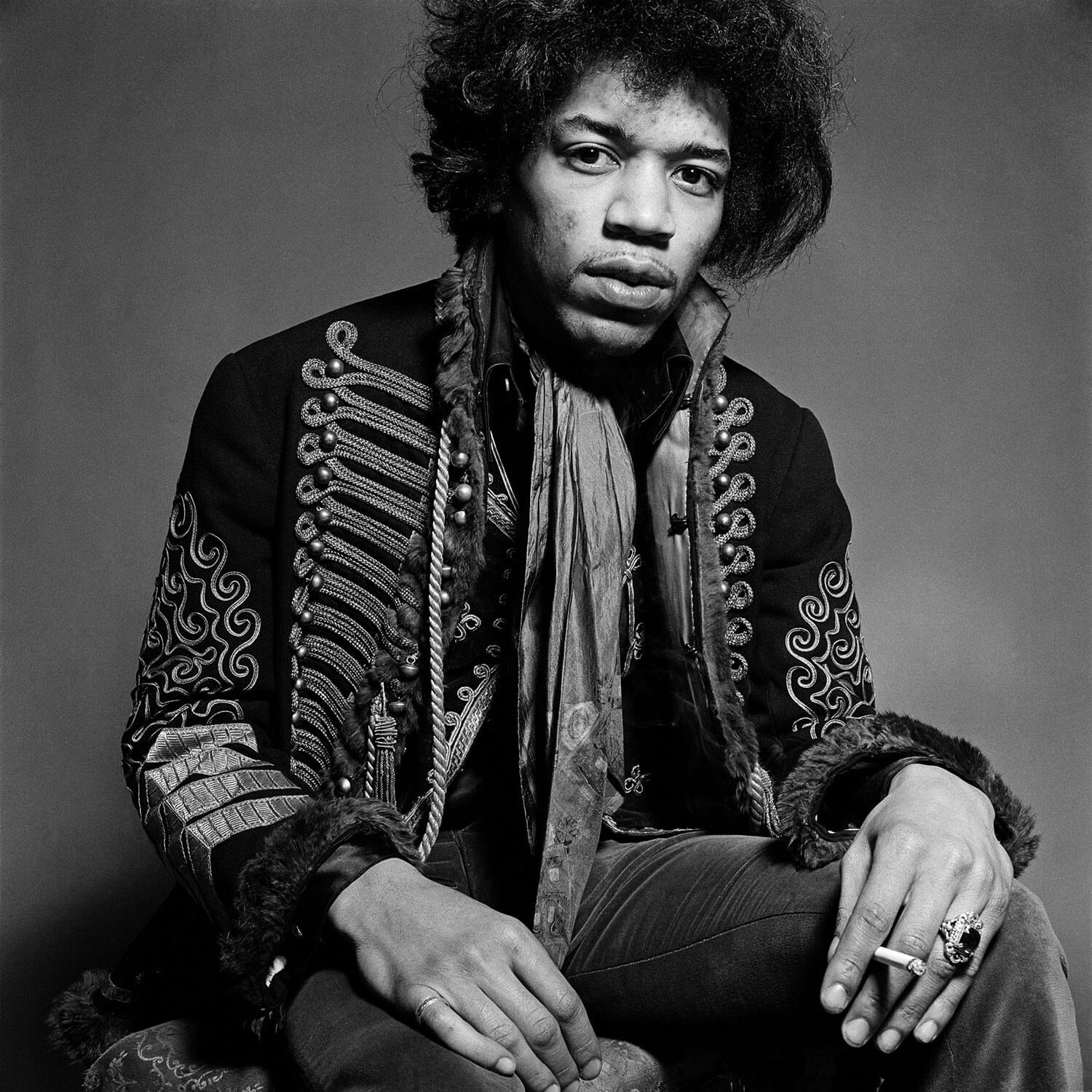 Jimi Hendrix, Hand on knee, Mason's Yard Studio, London, 1967
