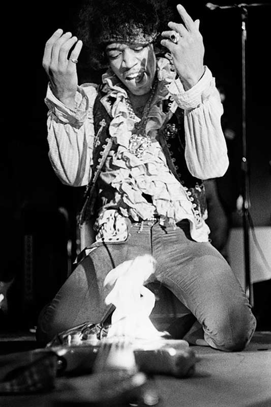 Jimi Hendrix Setting Fire to his Fender Stratocaster, Monterey Pop Festival, 1967