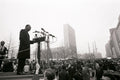 Martin Luther King Jr. at a Podium Speaking Outside UN, NYC, 1967