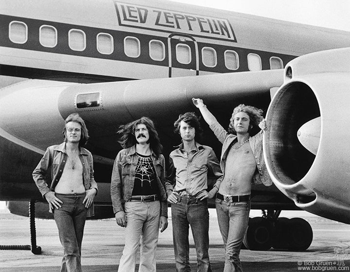 Led Zeppelin in front of Starship, 1973