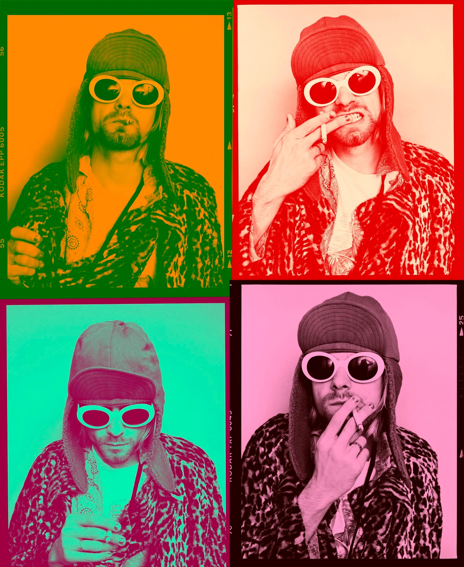 Kurt Cobain; Multi-Colored Quadriptych