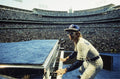 Elton John, Looking at camera, Dodger Stadium, Los Angeles, CA, 1975 - Color
